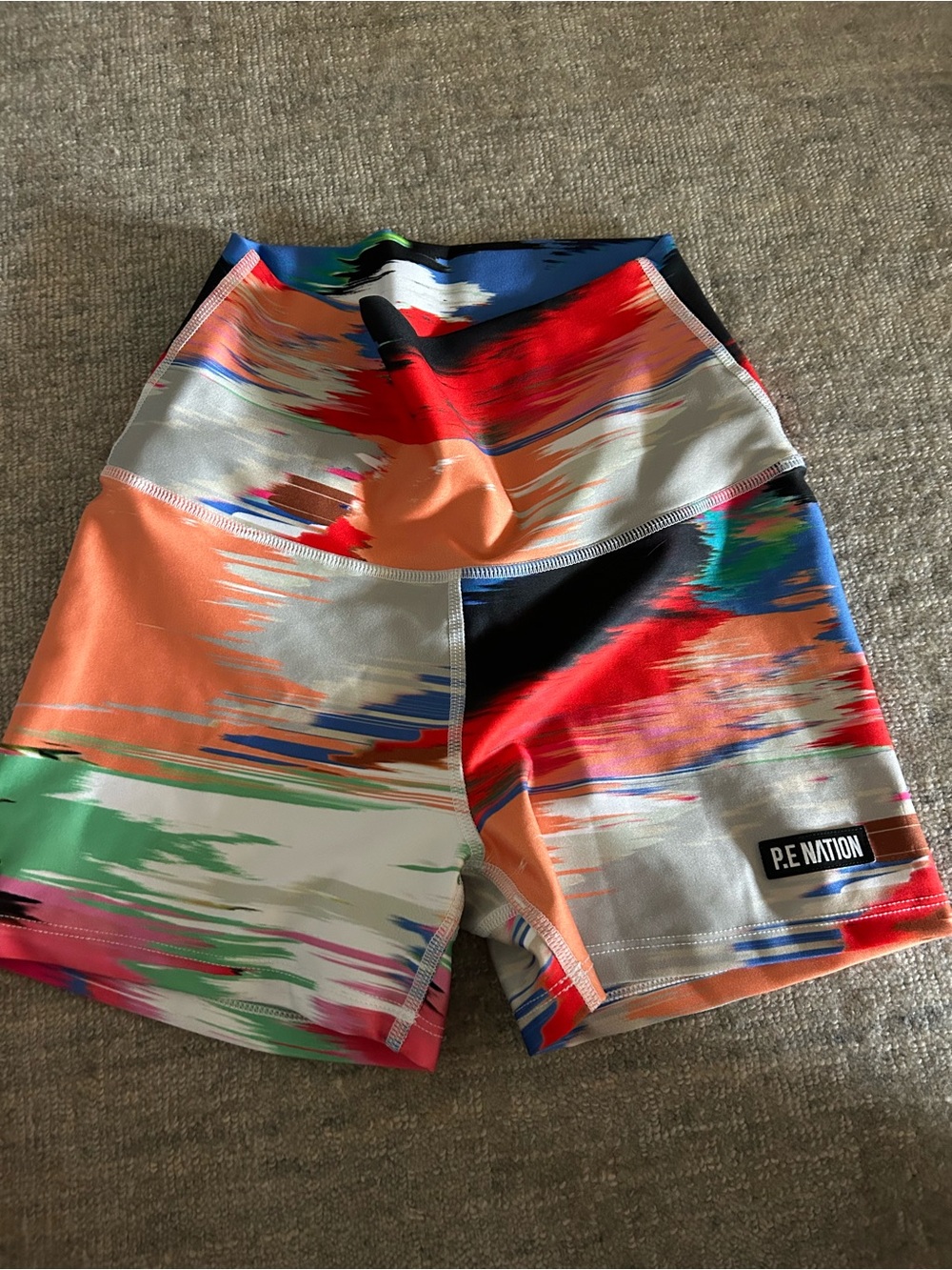 P.E Nation Multicolor Athletic Shorts - Orange/Red/Green Print (ACCEPT OFFER)